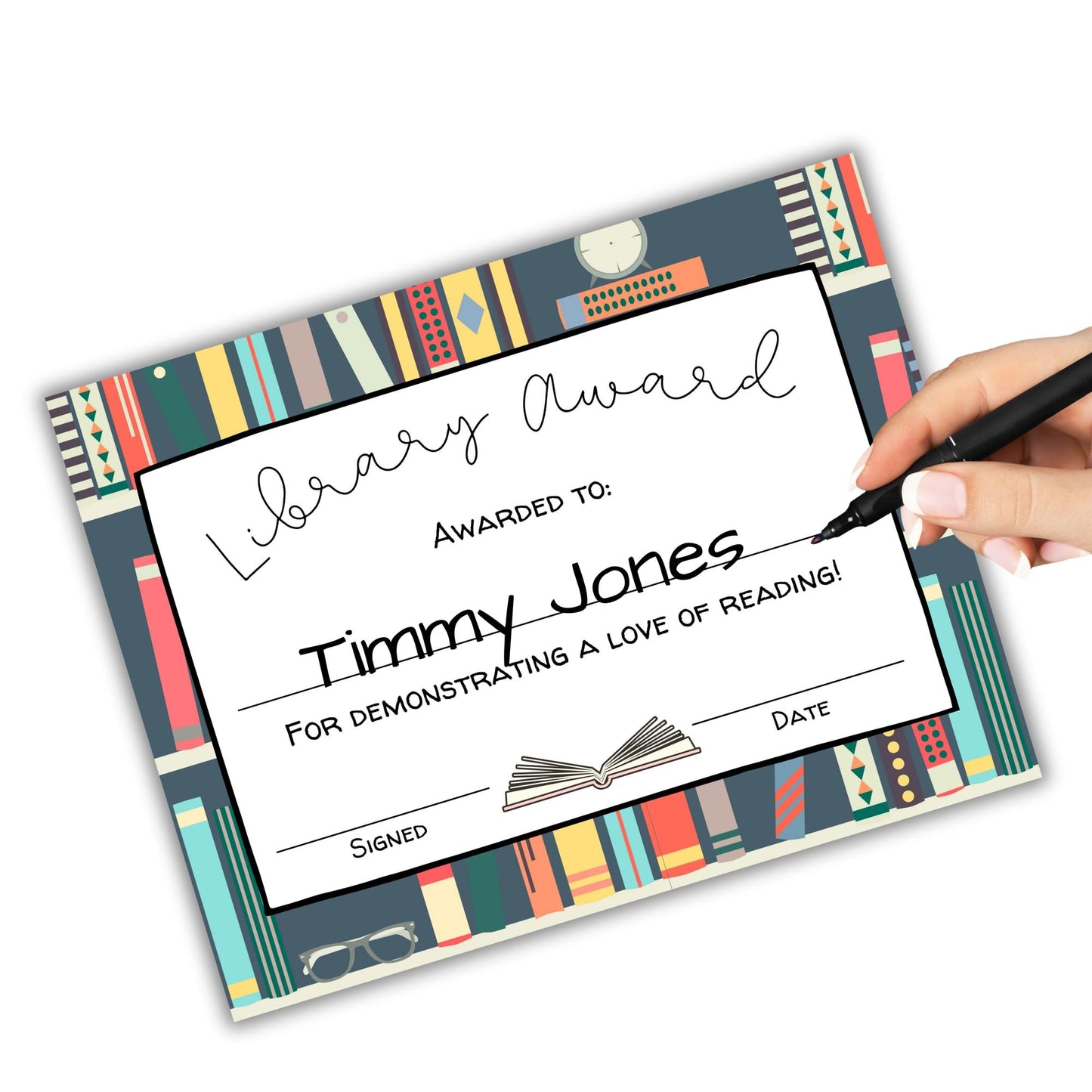 Library Award Certificate of Appreciation Books Read School | 50pk 8.5x11” Paper for School Most Improved Reader Handouts Most Books Read Librarian Ribbons Medal Star