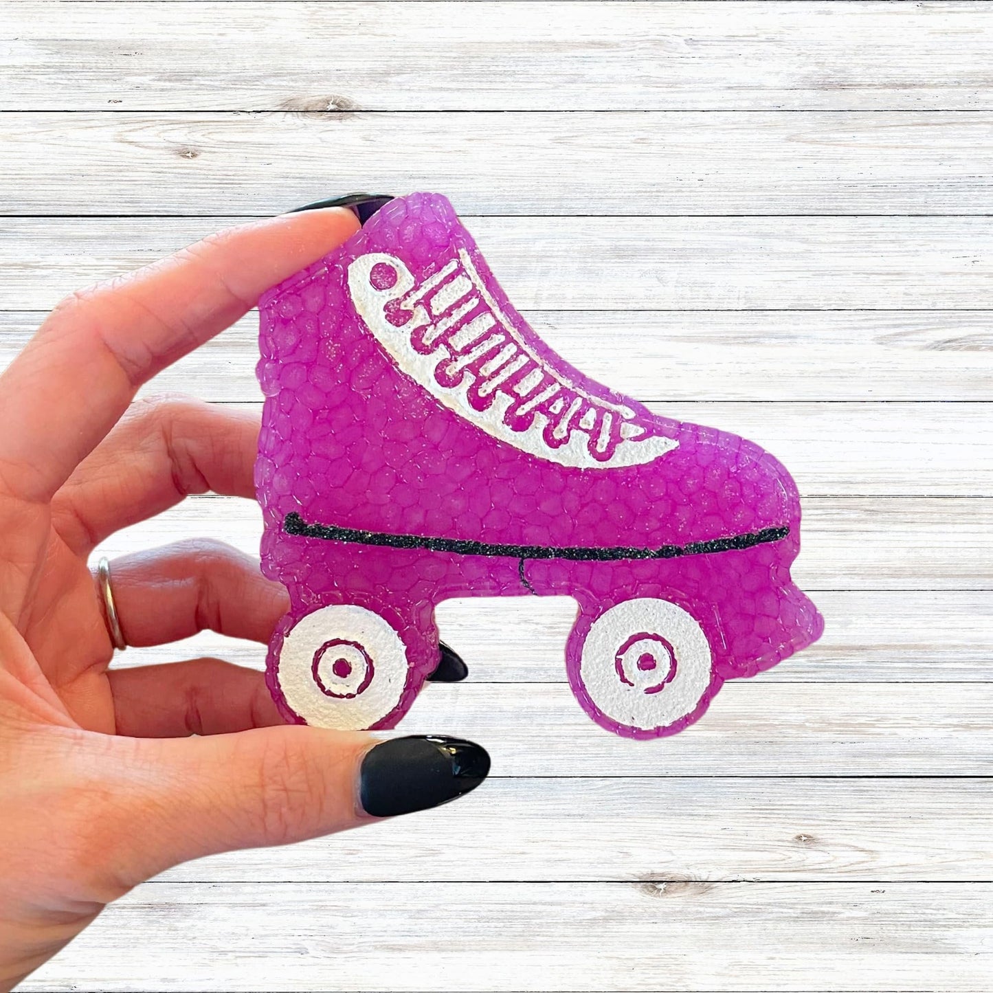 Roller Skates Derby Girl Car Freshie Silicone Mold 4x4x0.8” Skater Sports in Line Skating Rink Retro 70’s Daisy Aroma Air Freshener Epoxy Silicone Mold