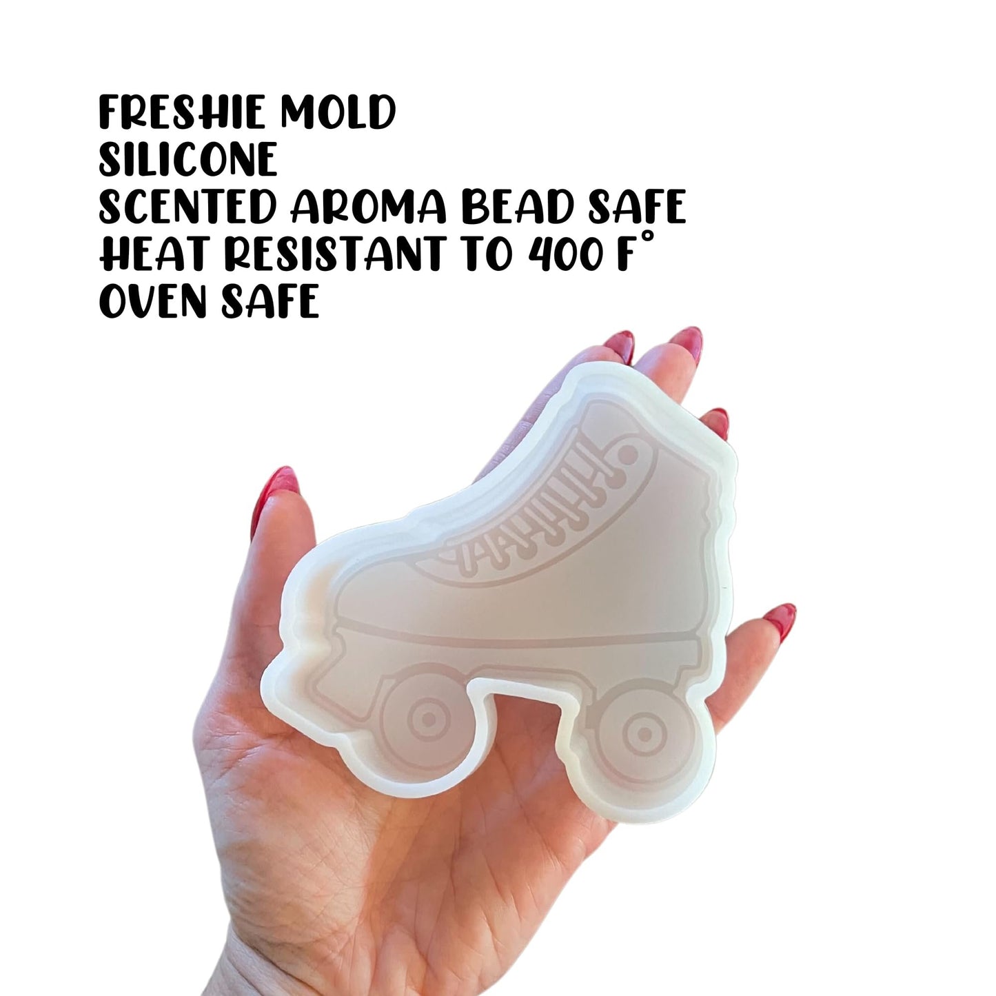 Roller Skates Derby Girl Car Freshie Silicone Mold 4x4x0.8” Skater Sports in Line Skating Rink Retro 70’s Daisy Aroma Air Freshener Epoxy Silicone Mold