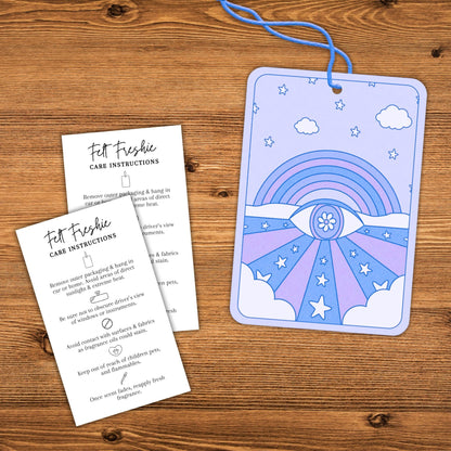 Felt Sublimation Car Air Freshener Care Instructions Cards 50pk 2x3.5” Freshie Hanger Aroma Bead Client Packaging Thank You Bags Labels
