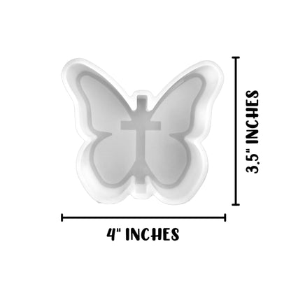 Butterfly with Cross Silicone Freshie Mold 4x3.5” Christian Religious Girly Bible Verse Country Aroma Beads Inspirational