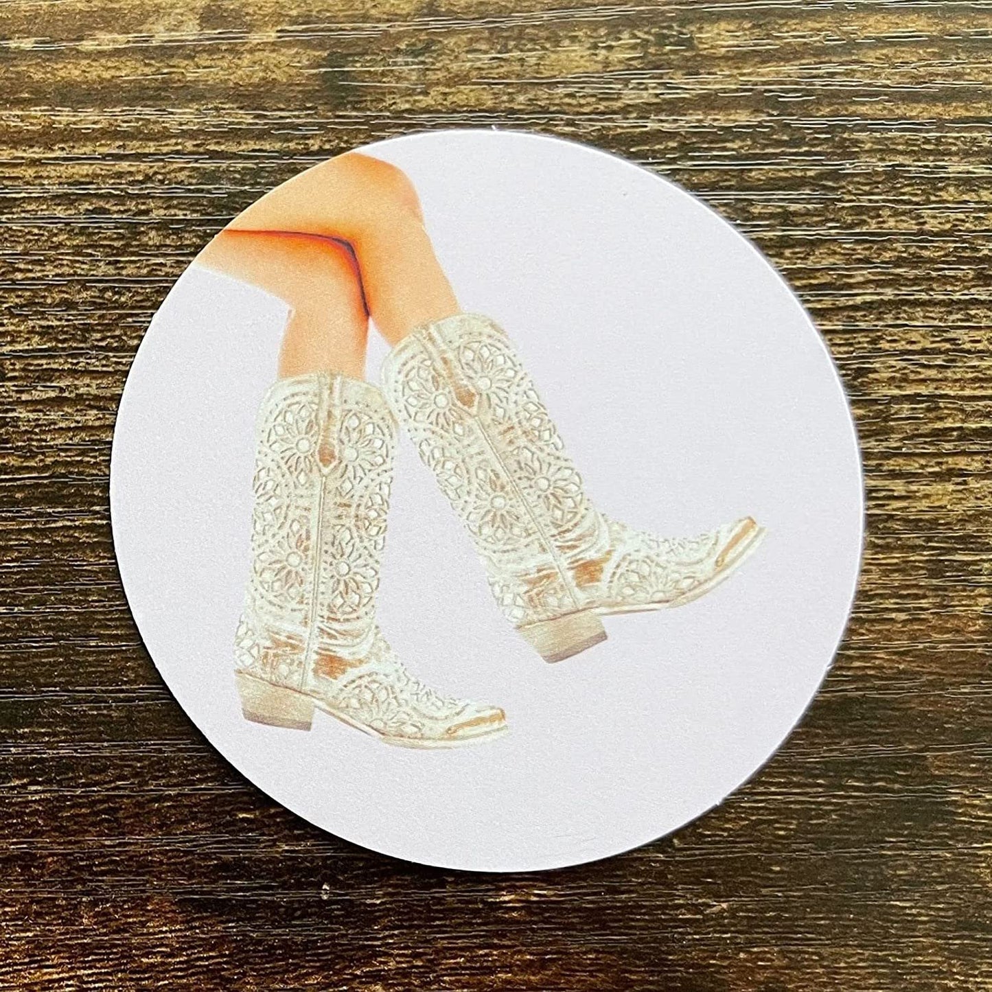 Silver Cowgirl Boots Cardstock Cutouts for Freshies | 12 Pack | 2.5" Inch Circles | Freshie Supplies | Western Designs