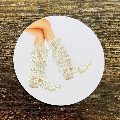 Silver Cowgirl Boots Cardstock Cutouts for Freshies | 12 Pack | 2.5" Inch Circles | Freshie Supplies | Western Designs