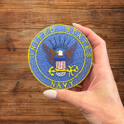Military United States Branch Silicone Freshie Mold 4” Circle 0.8” D Scented Aroma Beads Men’s Patriotic Aviation Sailing Veteran Soldier American Flag USA