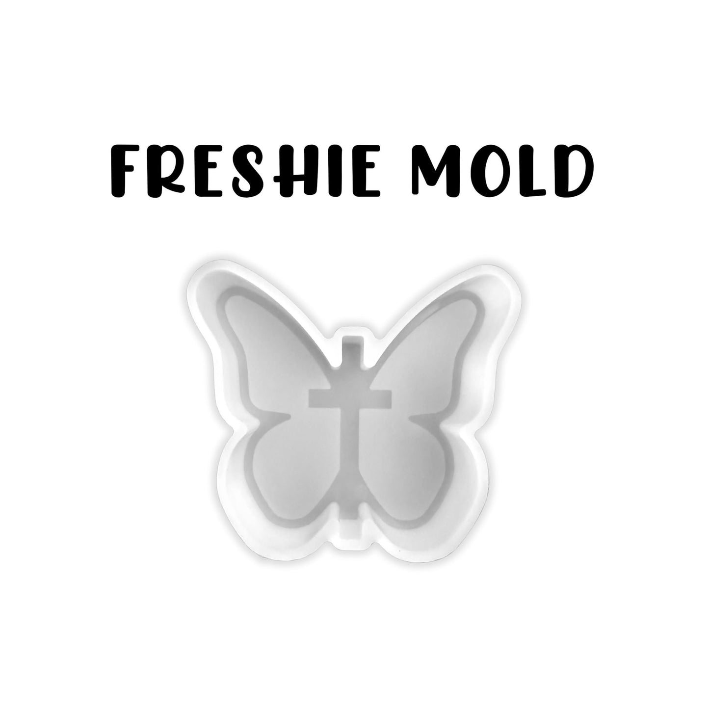Butterfly with Cross Silicone Freshie Mold 4x3.5” Christian Religious Girly Bible Verse Country Aroma Beads Inspirational