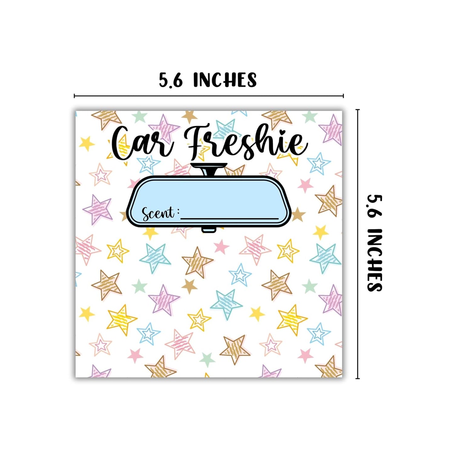 Stars Colorful Cardstock Inserts for Car Freshie Bags 30pk 5.6x5.6” Packaging Care Instructions Ideal for Sacks 6” Square Backers for Customers