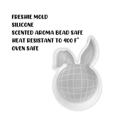 Disco Ball with Bunny Ears Silicone Freshie Mold 3.5x5.5x0.8” inches Play Halloween Trendy Cowboy Boots Boy Bunny Aroma Oven Bake Heat Safe