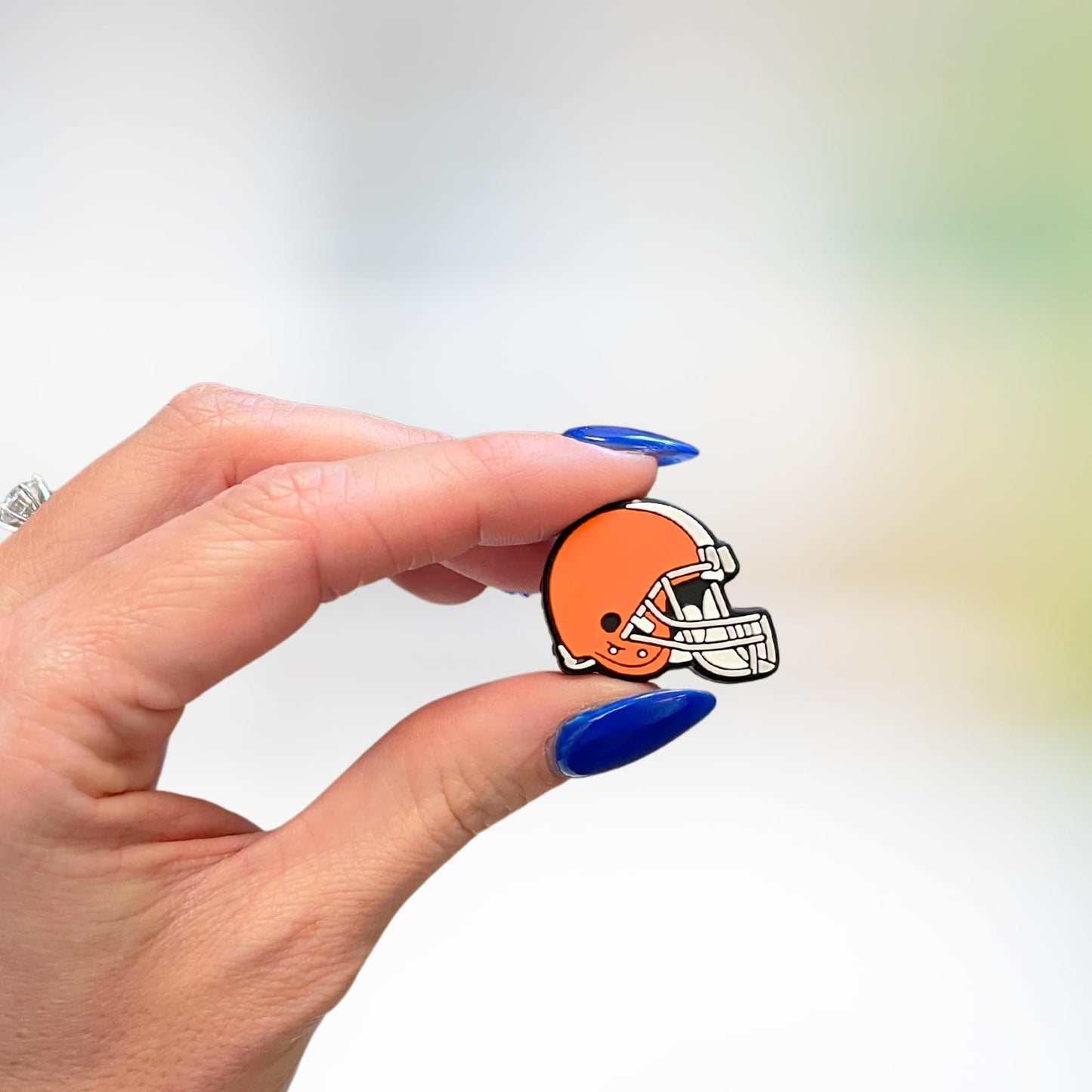 Cleveland Focal Bead Sports Football Helmet 12pk 1.14” for Bulk Keychains Silicone Charm Beadable Pens Freshie Hangers Logo Orange