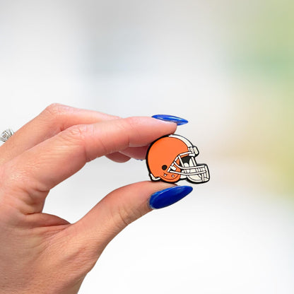 Cleveland Focal Bead Sports Football Helmet 12pk 1.14” for Bulk Keychains Silicone Charm Beadable Pens Freshie Hangers Logo Orange