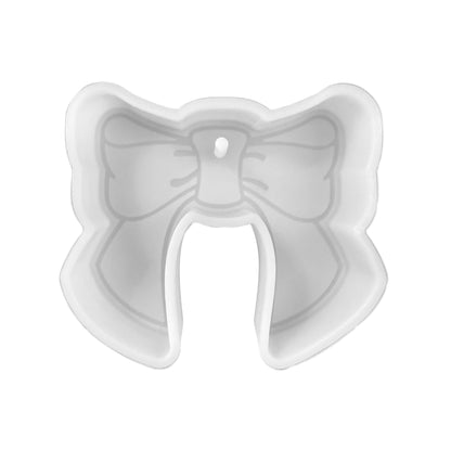 Bow Silicone Car Freshie Mold 4x3.5” Checkered Freshener for Aroma Beads Oven Safe Large Girly Pink Girly Trendy Circles Rounds