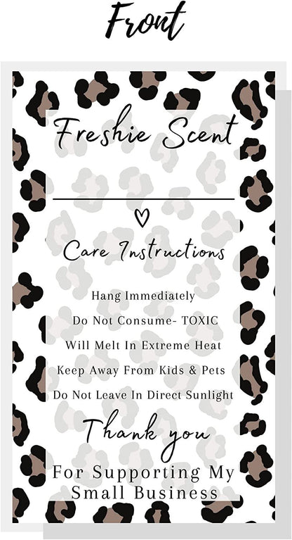 Freshie Label Stickers | 120 Pack | 2x3.5" inches Stickers | Freshies Supplies for DIY Crafts for Freshies Supplies, Beads and Silicone Molds, Freshies Scent Labels | Leopard Background Design