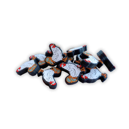 Chicken Hen Conch Teal Tail Feathers Farm Animal Silicone Focal Beads Bulk 12pk for Beadable Pens Keychains Dog Mom Freshie Hangers