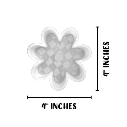 Flower Checkered Silicone Freshie Mold 4” Summer Car Candle 90’s Retro Trendy Aroma Beads Wholesale Supplies Oven Safe Hippy