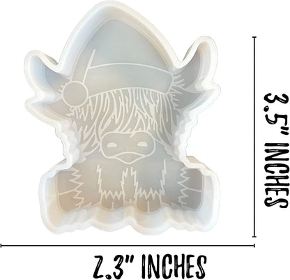 Highland Santa Cow with Santa Hat Silicone Freshie Mold Heat Resistant Baking Scented Aroma Beads Freshie Supplies 3.5 x 2.3 x 1” inches