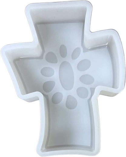 Cross with Turquoise Concho Western Car Freshie Silicone Mold | 3 x 3.75” x 0.08” inches for Scented Aroma Beads Car Candle, Soap Oven Safe to 450 F Bake Heat Resistant Christian Religious
