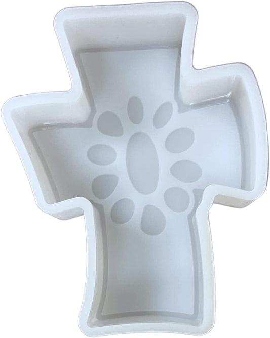 Cross with Turquoise Concho Western Car Freshie Silicone Mold | 3 x 3.75” x 0.08” inches for Scented Aroma Beads Car Candle, Soap Oven Safe to 450 F Bake Heat Resistant Christian Religious