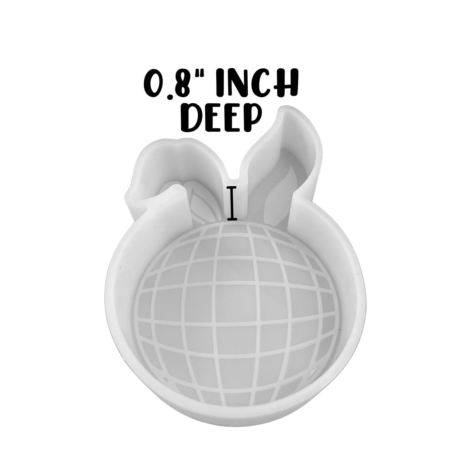 Disco Ball with Bunny Ears Silicone Freshie Mold 3.5x5.5x0.8” inches Play Halloween Trendy Cowboy Boots Boy Bunny Aroma Oven Bake Heat Safe