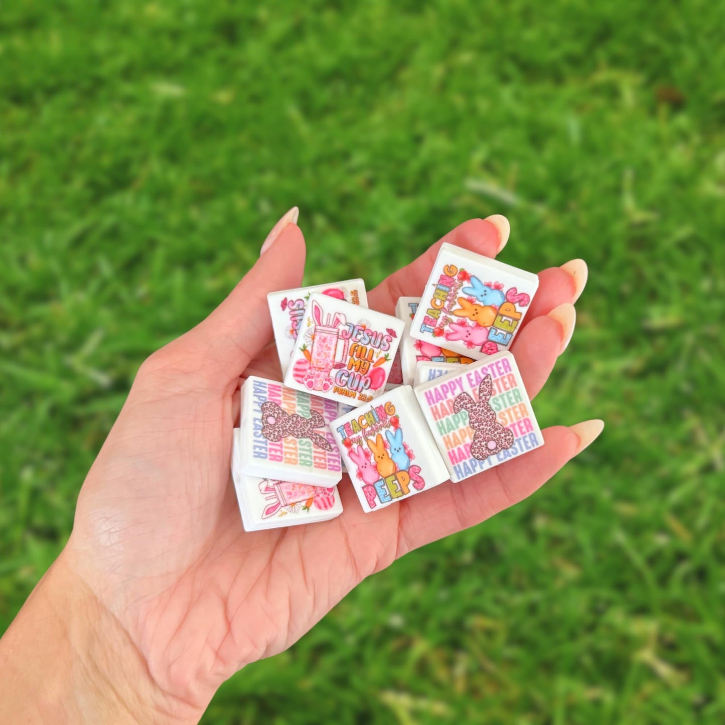 Easter Peep Bunny Teaching My Favorite Silicone Focal Bead 12pk 2.7 cm Jesus Fills My Cup Leopard Egg Beadable Pen Holiday Mixed Assorted