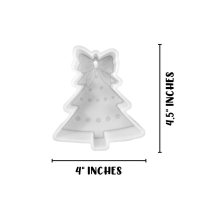 Christmas Tree with Bow Topper Silicone Freshie Mold 4.5x4” Treat Debbie Icing Car Candle Holiday Aroma Beads Oven Safe Winter