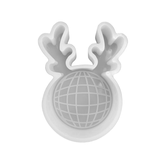 Reindeer Antler Disco Ball Christmas Rudolf Car Freshie Silicone Mold 2.7x4.1x0.8” Gnome Nutcracker Aroma Beads Oven Safe Holiday