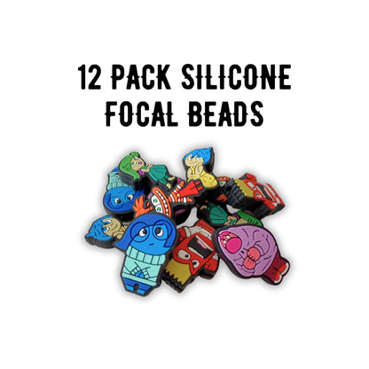Lashicorn Emotions Characters Silicone Focal Beads Movie Joy Anger Sadness Embarrassment Mixed Bulk 12pk 3cm for Beadable Pen Keychain