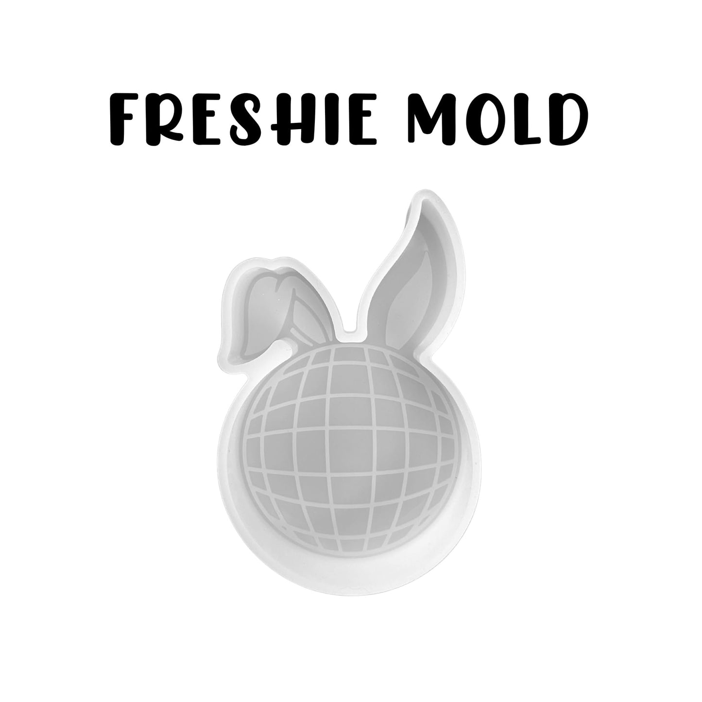 Disco Ball with Bunny Ears Silicone Freshie Mold 3.5x5.5x0.8” inches Play Halloween Trendy Cowboy Boots Boy Bunny Aroma Oven Bake Heat Safe