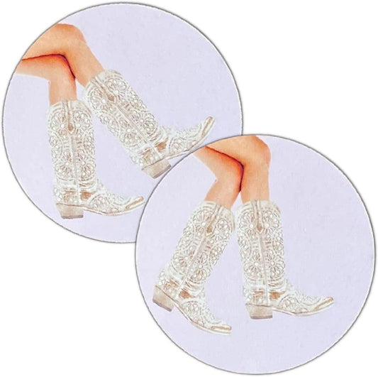 Silver Cowgirl Boots Cardstock Cutouts for Freshies | 12 Pack | 2.5" Inch Circles | Freshie Supplies | Western Designs