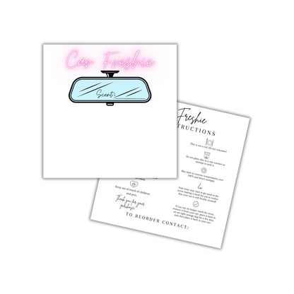 Freshie Bag Cardstock Insert 30pk 5.6x5.6” Ideal for 6” Square Holographic Bags White Minimalist Rounds Packaging with Care Instructions for Client Cards