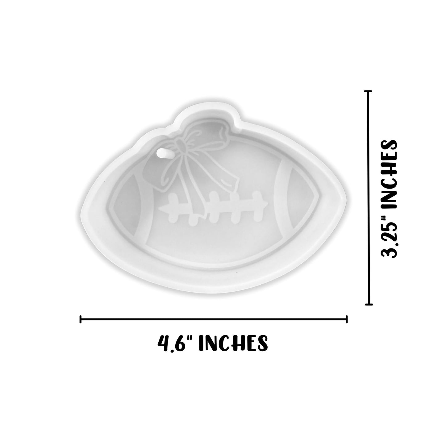 Football with Bow Silicone Freshie Mold 4.6x3.25” Car Freshener Fall Sports Boo Team College Aroma Oven Safe Manly Spirit Scented Beads