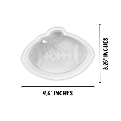 Football with Bow Silicone Freshie Mold 4.6x3.25” Car Freshener Fall Sports Boo Team College Aroma Oven Safe Manly Spirit Scented Beads