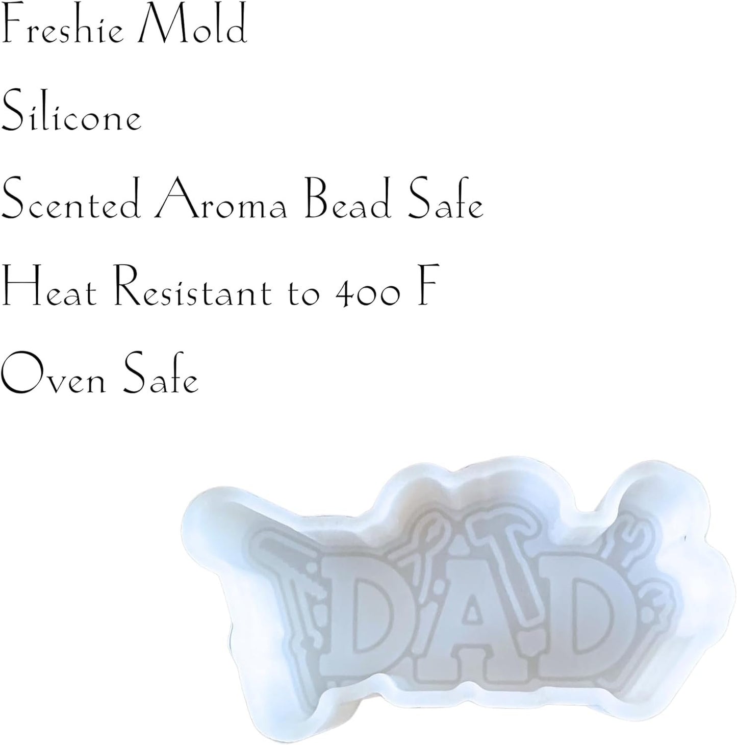 Dad with Tools Freshie Silicone Mold 1.75 x 4.5 x 0.8” Fathers Day Daddy Gift Scented Aroma Beads Supplies Resin, Car Candles, Soap Oven Safe Bake Heat Resistant to 400 F