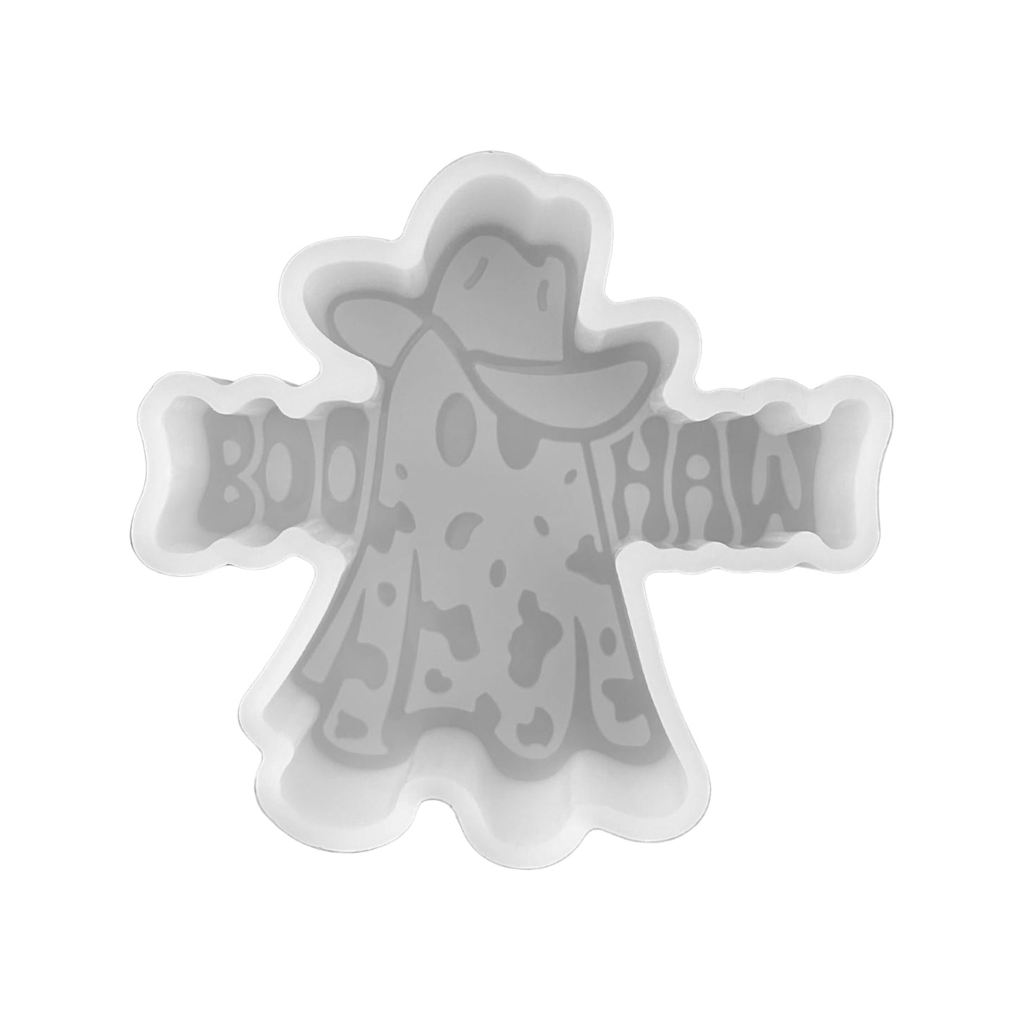 Boo Haw Ghost Cowboy Hat Silicone Car Freshie Mold 3.9x3.8x0.8” Halloween Spooky Country Western DIY Aroma Scented Beads Oven Safe