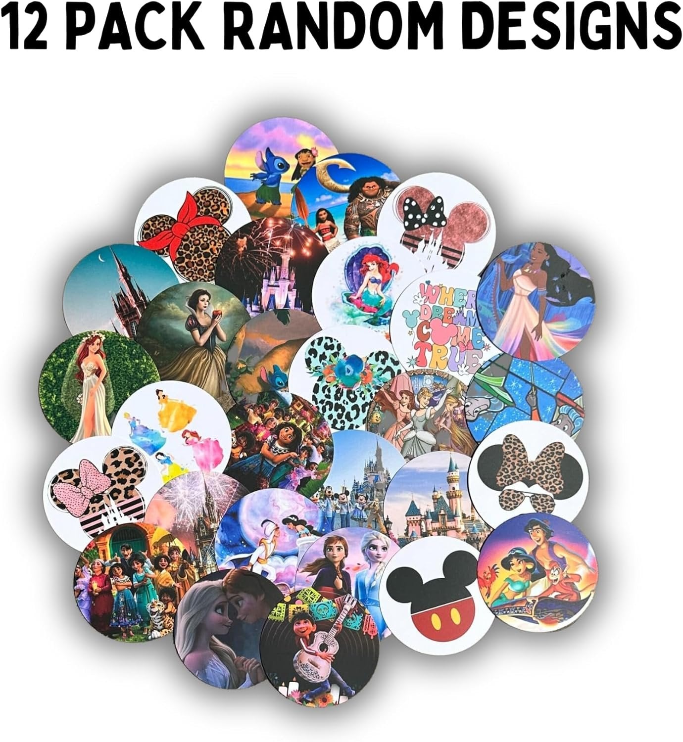 Lashicorn Magical Mouse Princess Freshie Cardstock Cutouts Rounds 2.5” inch | 12 pk Mixed Scented Aroma Beads Bake for Car Freshie Designs Inserts Kingdom Ears Fairy