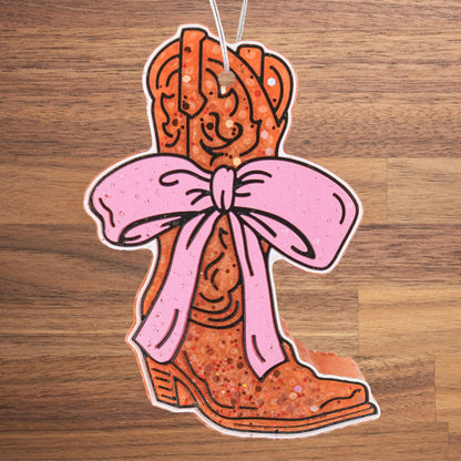 Cowboy Boot with Bow Silicone Car Freshie Mold 5x3.25” Country Girl Bachelorette Truck Driving Mom for Aroma Beads Oven Safe