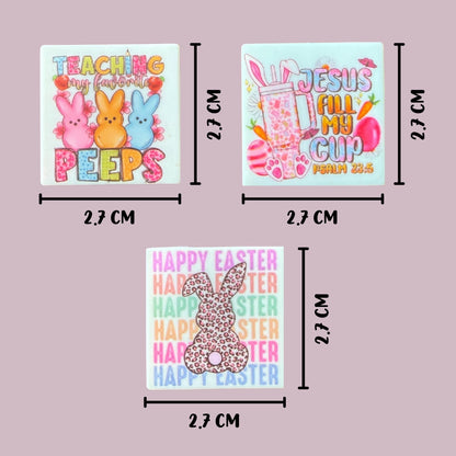 Easter Peep Bunny Teaching My Favorite Silicone Focal Bead 12pk 2.7 cm Jesus Fills My Cup Leopard Egg Beadable Pen Holiday Mixed Assorted