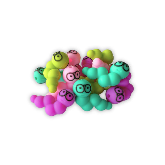 Bookworm Books Star Reader Library Silicone Focal Beads 12pk 2.15cm Assorted Mixed 3 Each Color Bulk Librarian Beadable Pens Keychains