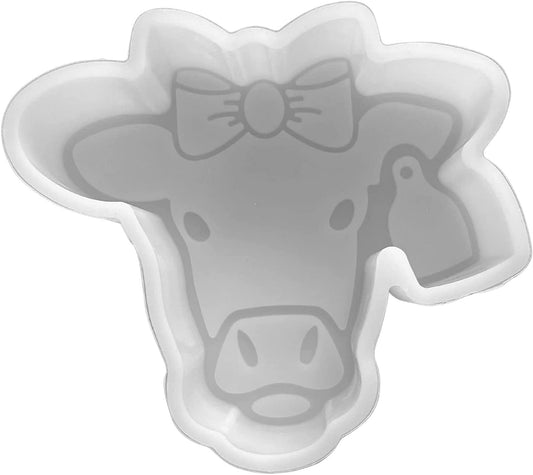 Cow with Ear Tag Silicone Freshie Mold | Size 4" Wide x 3.5" Long x 1" Deep | Cow with Ear Tag Design for Freshie, Soap, Resin, Candles