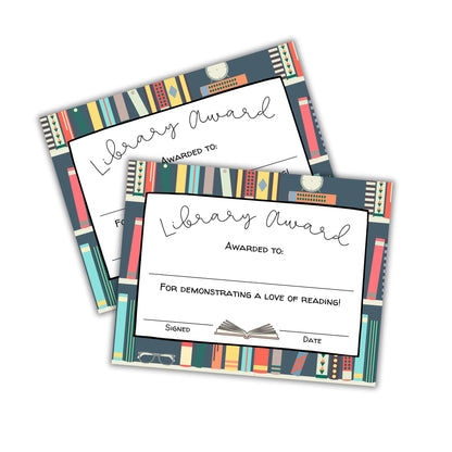 Library Award Certificate of Appreciation Books Read School | 50pk 8.5x11” Paper for School Most Improved Reader Handouts Most Books Read Librarian Ribbons Medal Star