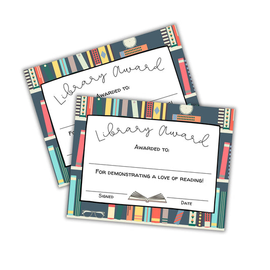 Library Award Certificate of Appreciation Books Read School | 50pk 8.5x11” Paper for School Most Improved Reader Handouts Most Books Read Librarian Ribbons Medal Star