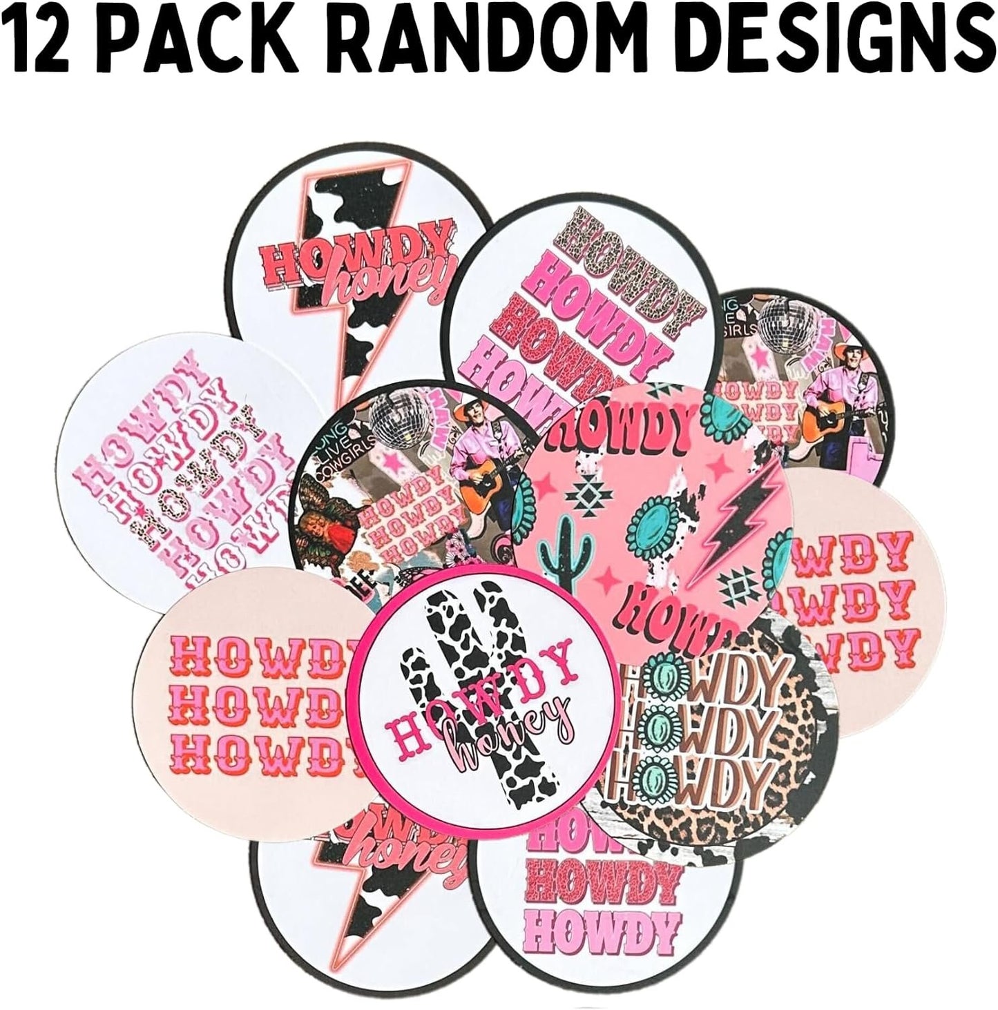 Lashicorn Howdy Freshie Cardstock Cutouts Rounds 2.5” inch | 12 pk Mixed Scented Aroma Beads Bake for Car Freshie Designs Inserts Country Western