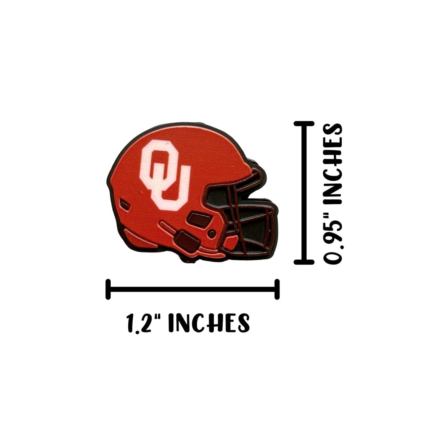 Oklahoma Football Helmet Silicone Focal Bead 12pk 0.95x1.2” Fan University Sports Beadable Pen Bulk Keychain Soon Red Supplies DIY