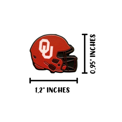 Oklahoma Football Helmet Silicone Focal Bead 12pk 0.95x1.2” Fan University Sports Beadable Pen Bulk Keychain Soon Red Supplies DIY