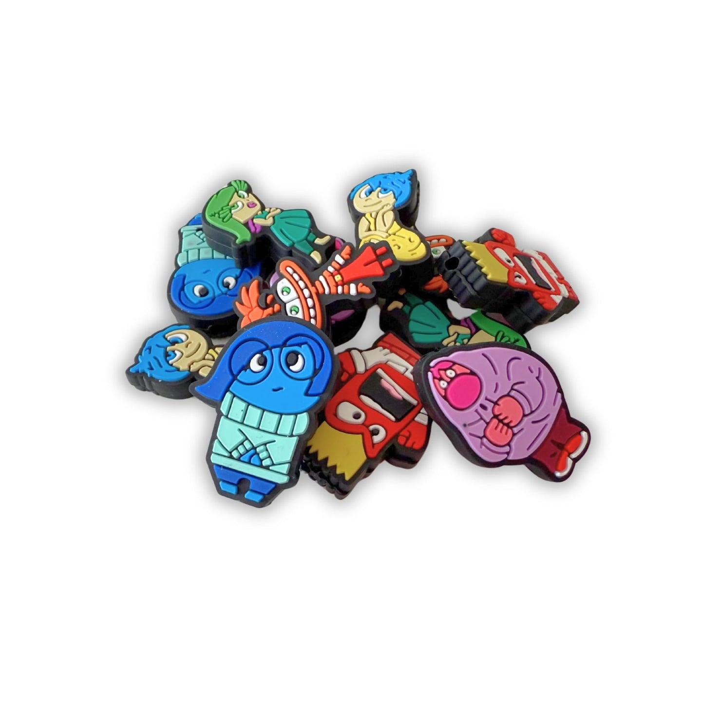 Lashicorn Emotions Characters Silicone Focal Beads Movie Joy Anger Sadness Embarrassment Mixed Bulk 12pk 3cm for Beadable Pen Keychain