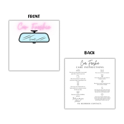 Freshie Bag Cardstock Insert 30pk 5.6x5.6” Ideal for 6” Square Holographic Bags White Minimalist Rounds Packaging with Care Instructions for Client Cards