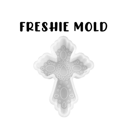 Western Cross Silicone Freshie Mold 4x3” Country Church Religious Christian Leather Boots for Aroma Beads Charm Rustic Car Candle